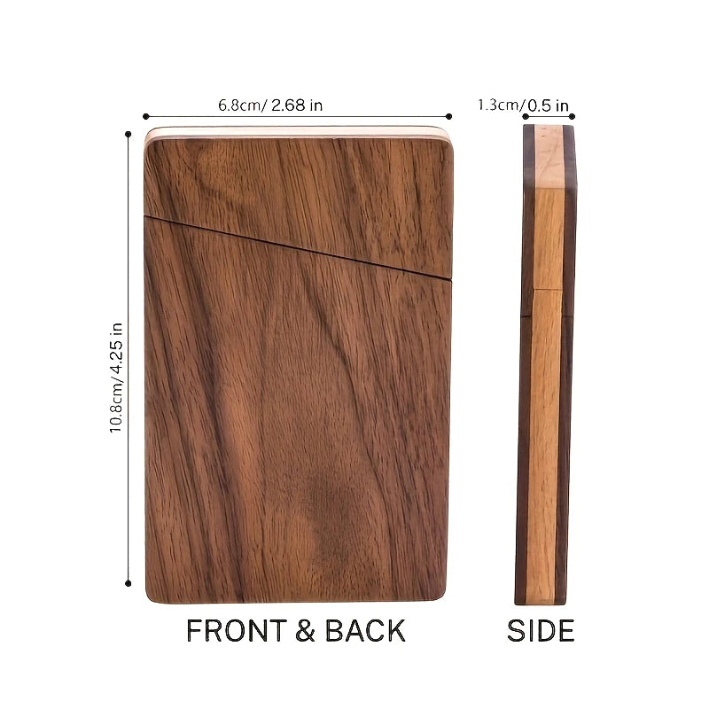 Slim Card Case Men Portable Walnut Wood Business Holder Wooden Qme A