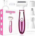 Electric Razors for Women,4 In 1 Womens Razors for Face Arm Leg Pubic Area, Cordless Hair Removal Rechargeable Bikini Trimmer Qme Pink
