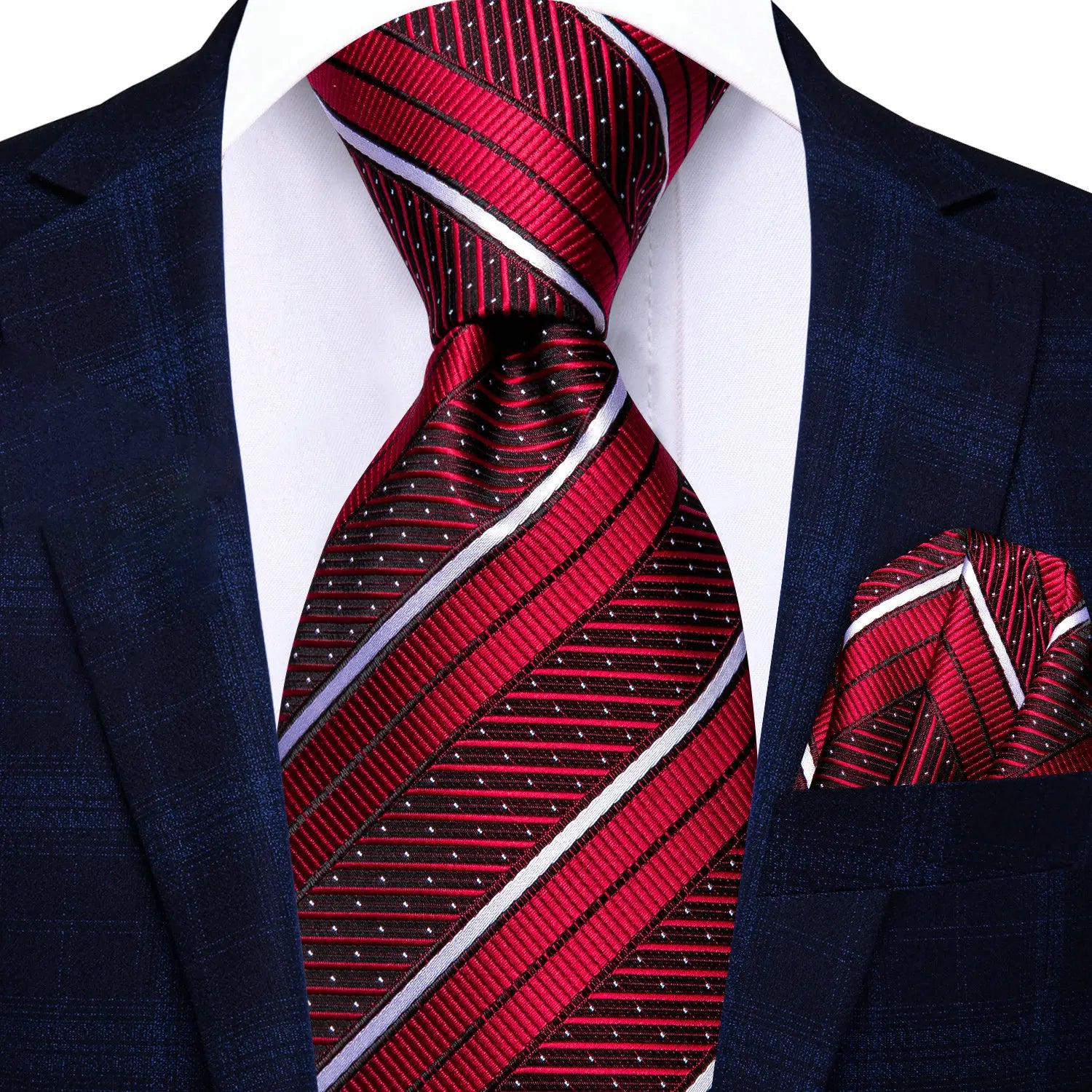 Red Pink Purple Classic Men Necktie Pocket Square Formal Wedding Silk Qme N-3941