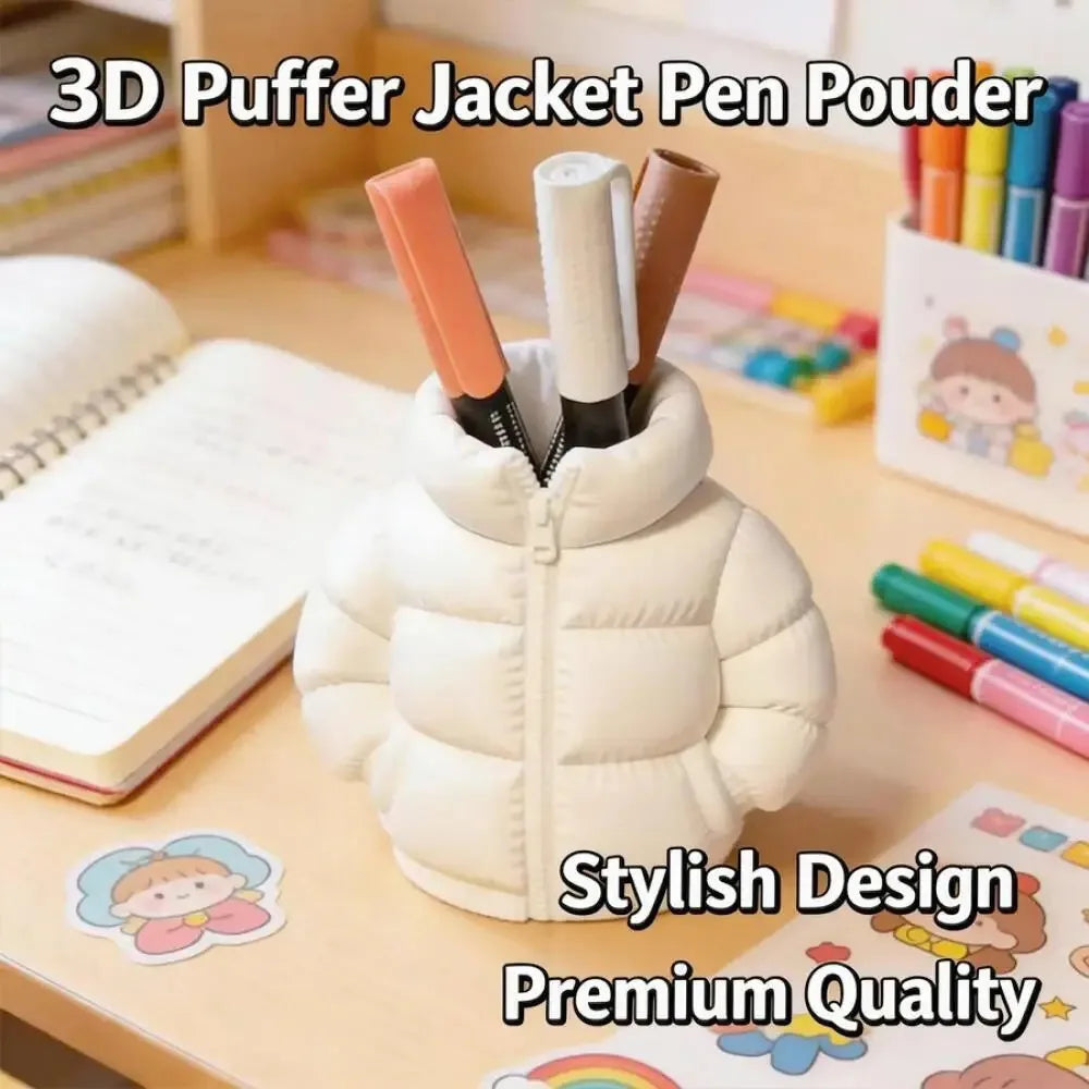 Down Jacket-Shaped Pen Holder Desktop Organizer for Stationery Makeup Brushes Home Office Shelf Decor, for Shool Gift Qme