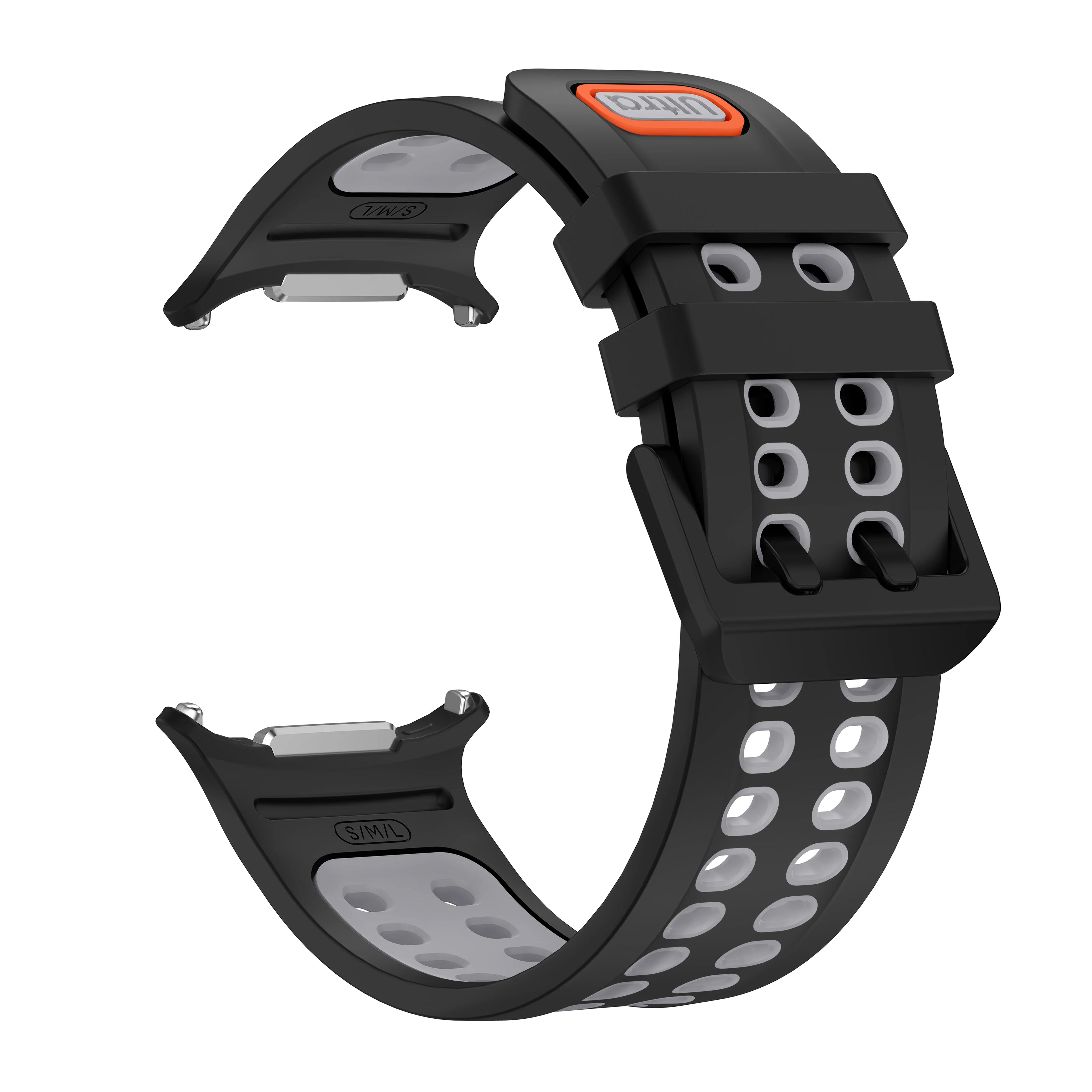Silicone Band for Samsung Galaxy Ultra/Ultra 2 47mm Sport Breathable WristStrap for Galaxy Watch Ultra2026 Watchband Accessories Qme Black Gray-B Galaxy watch Ultra