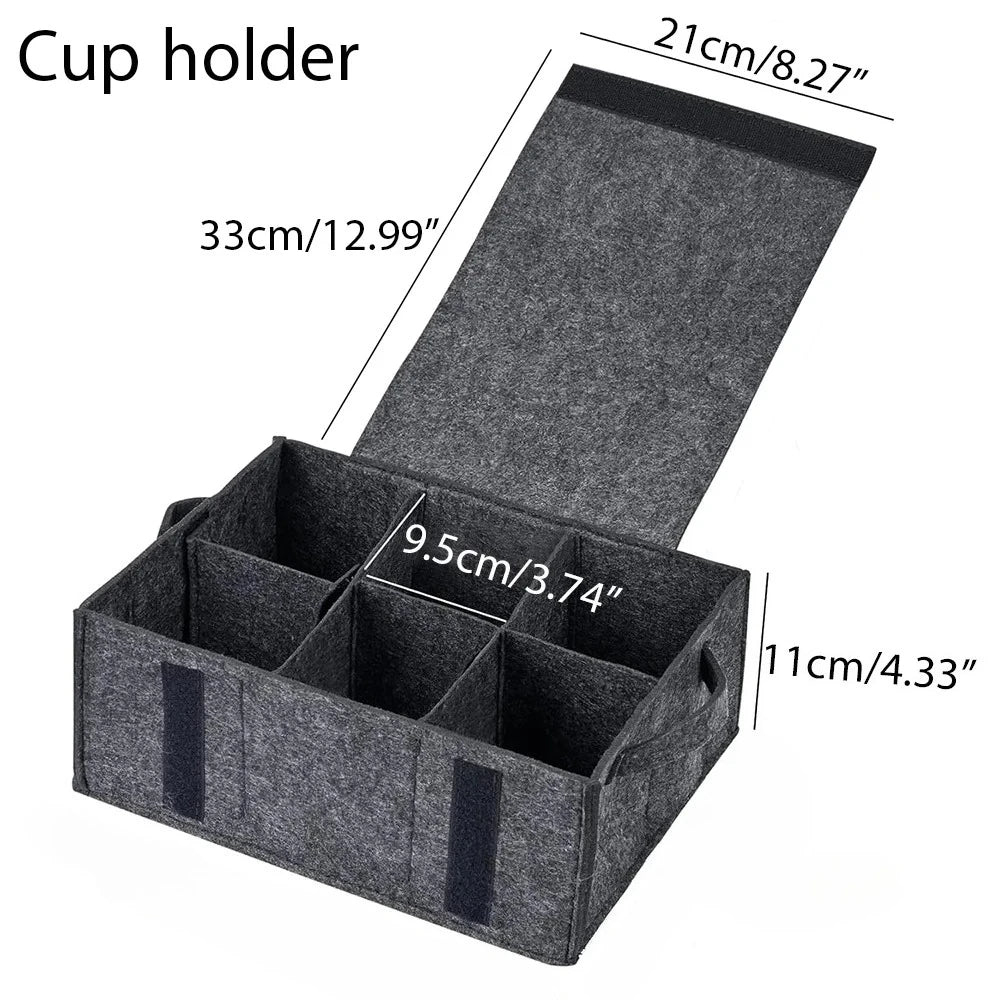 Felt Plate Dish Cup Storage Bag Holder Thicken Camping Tableware Containers Motorhome Kitchen Cupboard Layered Organization Qme Mid grey(cup)