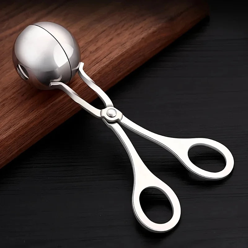 1pc Stainless Steel Meat Ballers with Anti-Slip Handles None-Stick Meat Baller Tongs Meatball Scoop Ball Makers, Qme