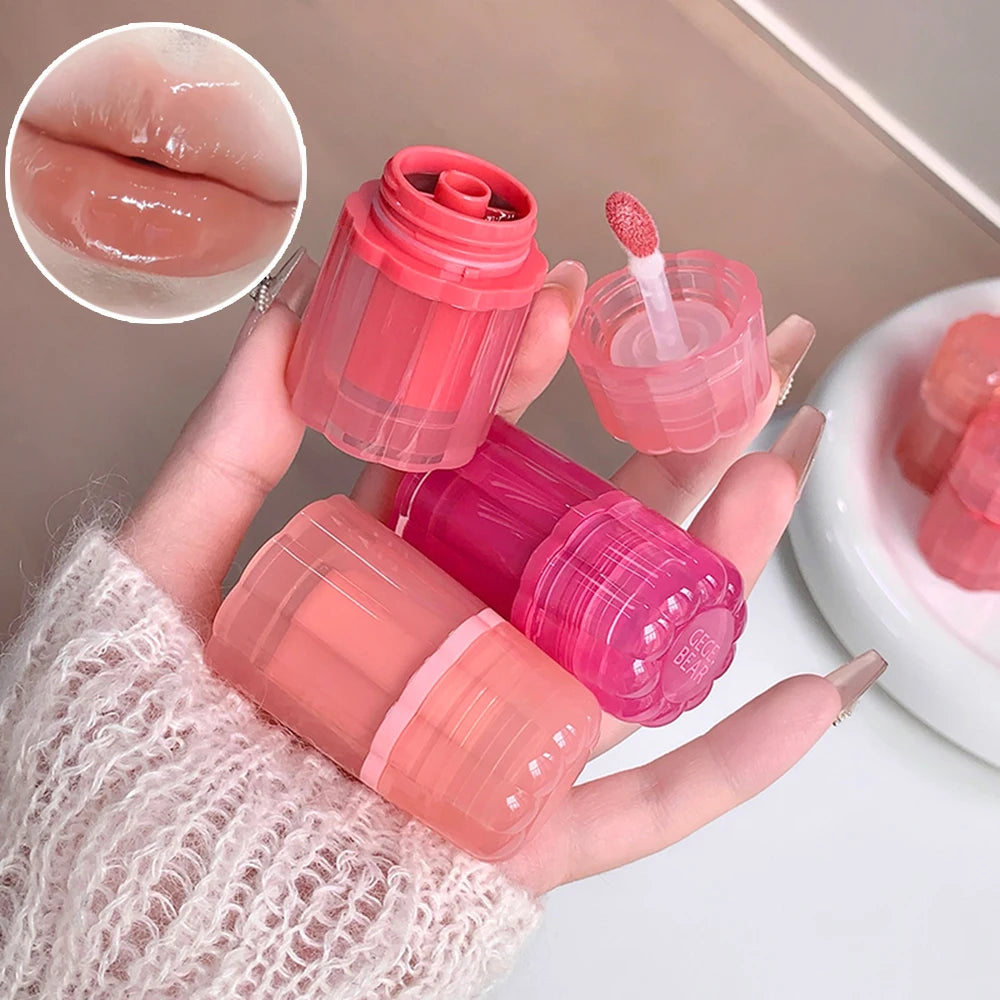 Gege Bear Dual-color Solid Lip Jelly Cannel Mirror Glaze Watery Light Qme