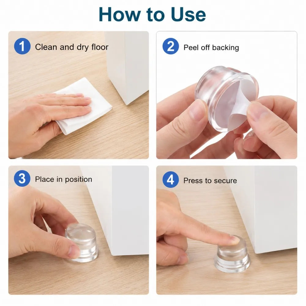 1-8Pcs Clear Soft Silicone Door Stopper Anti Collision Wall Guard Adhesive Rubber Bumper Protector For Door Handle Cabinet Qme