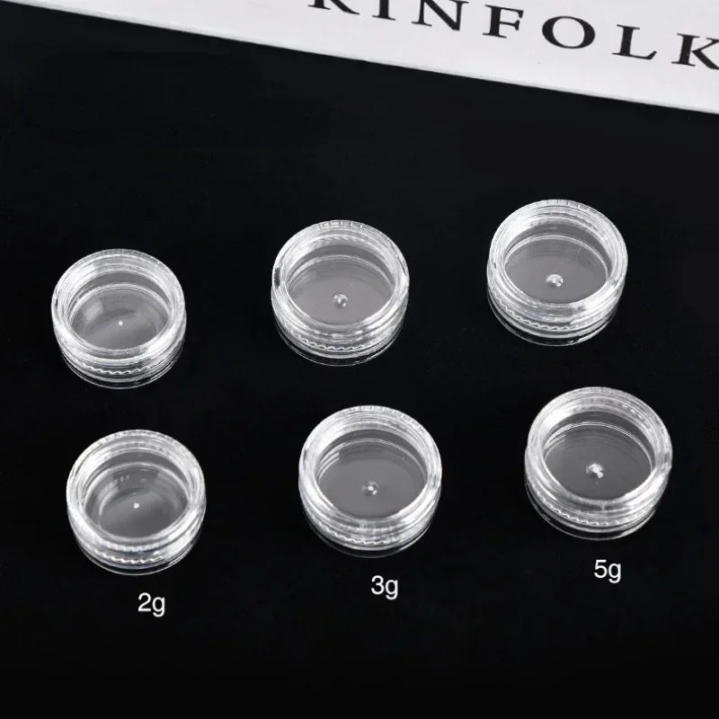 50/20/10pcs 2-5g Clear Cream Jar Mini Cosmetic Bottles Containers Transparent Pot For Nail Arts Small Clear Can Tin For Balm Qme