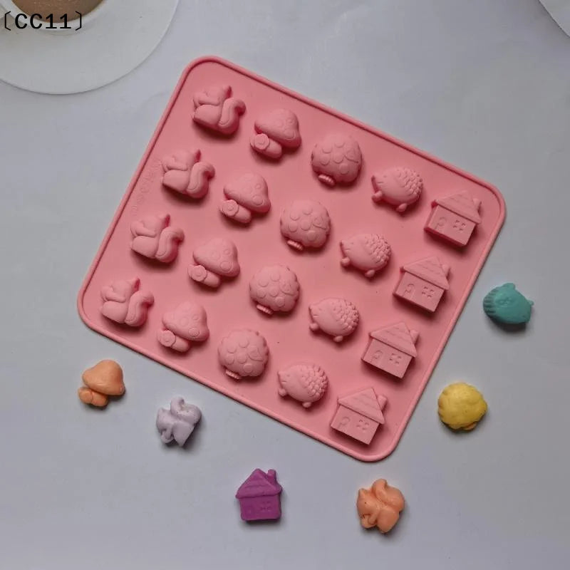 Chocolate Silicone Baking Mold Mushroom Hedgehog Squirrel House Soap Qme