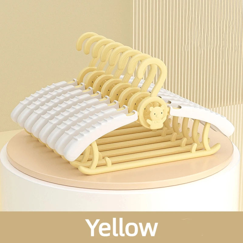10PCS Baby Clothes Hangers Extendable Anti Slip Children's Clothing Hanger Adjustable Drying Rack For Kids Wardrobe Storage Qme 10Pcs Yellow
