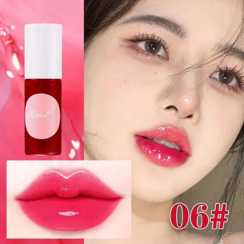 Water Tint Liquid Lip Stain Cherry Juice Lip Gloss Tint Non-stick Lasting Moisturizing Lip Dye Lips Cheek Rouge Water Makeup Qme 06