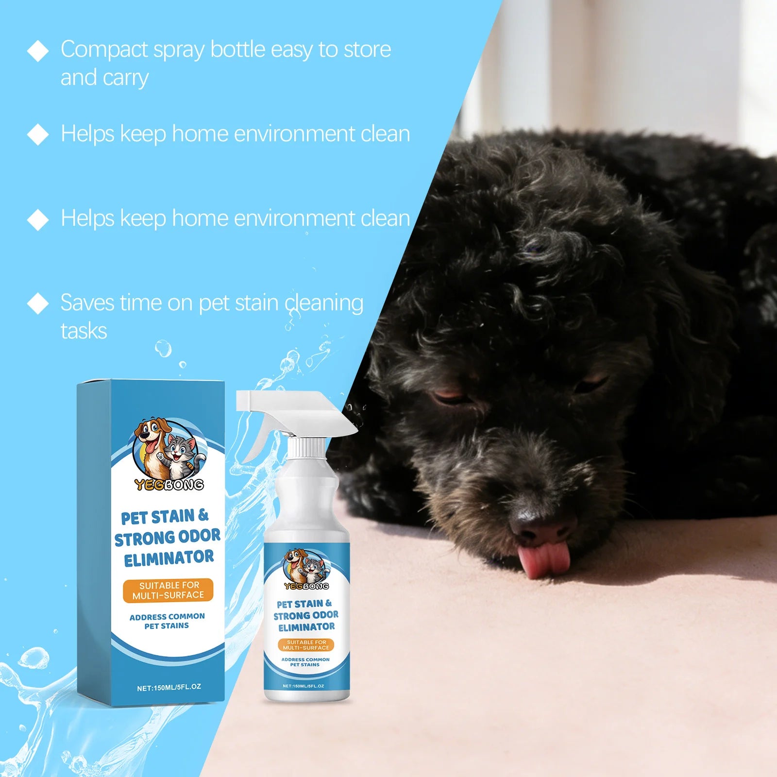 Pet Cleaning Spray Effectively Clean Old Carpet Stain Decompose Pet Stain Eliminate Odor Mild Ingredients Pet Deodorizing Agents Qme