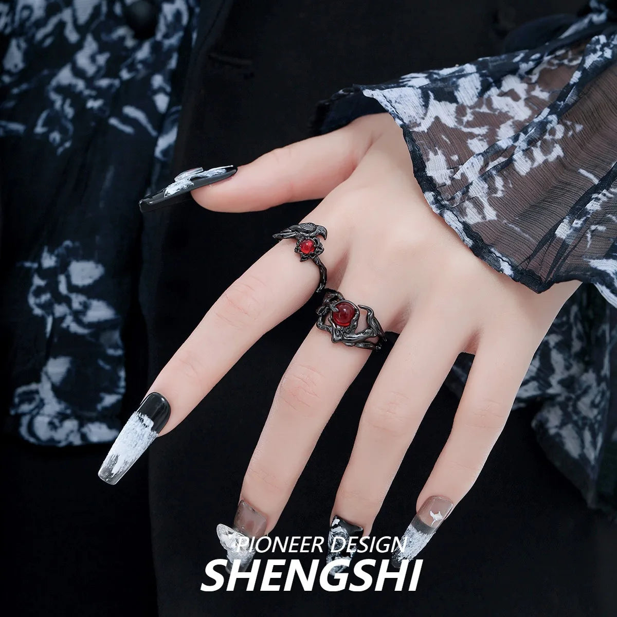 fashion Retro new Sense of design Rings Crow Unisex dark Adjustable Opening Ring Accessories Jewelry Gifts Halloween Props Qme