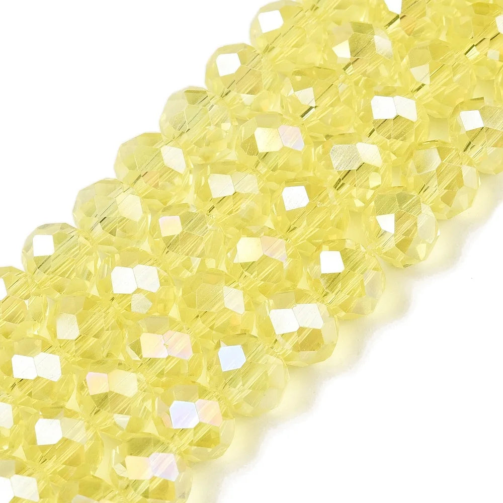 PandaHall 20strands glass Multicolor Beads AB Plated Faceted 8x6mm for DIY Jewelry Making Qme Champagne Yellow