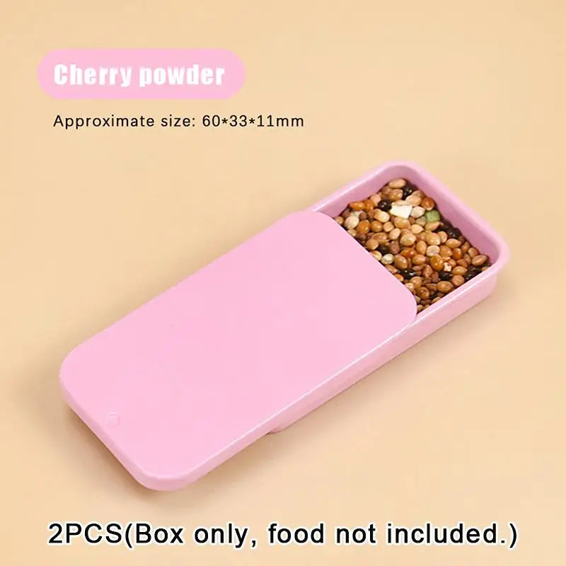 Mini Iron Can Bird Food Storage Box Portable Compact Parrot Feeder Qme A2