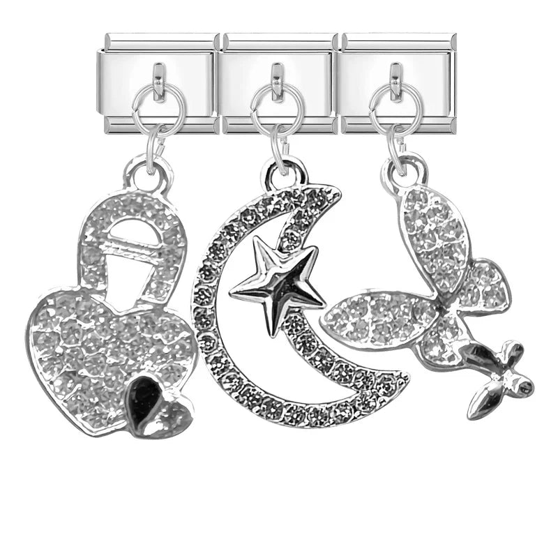 Fashion 3PCS Pendant Series Lovely Dogs Cats Italian Charm Link Stainless Steel Fit 9mm Italian Chain Bracelet DIY Making Gifts Qme Style 19