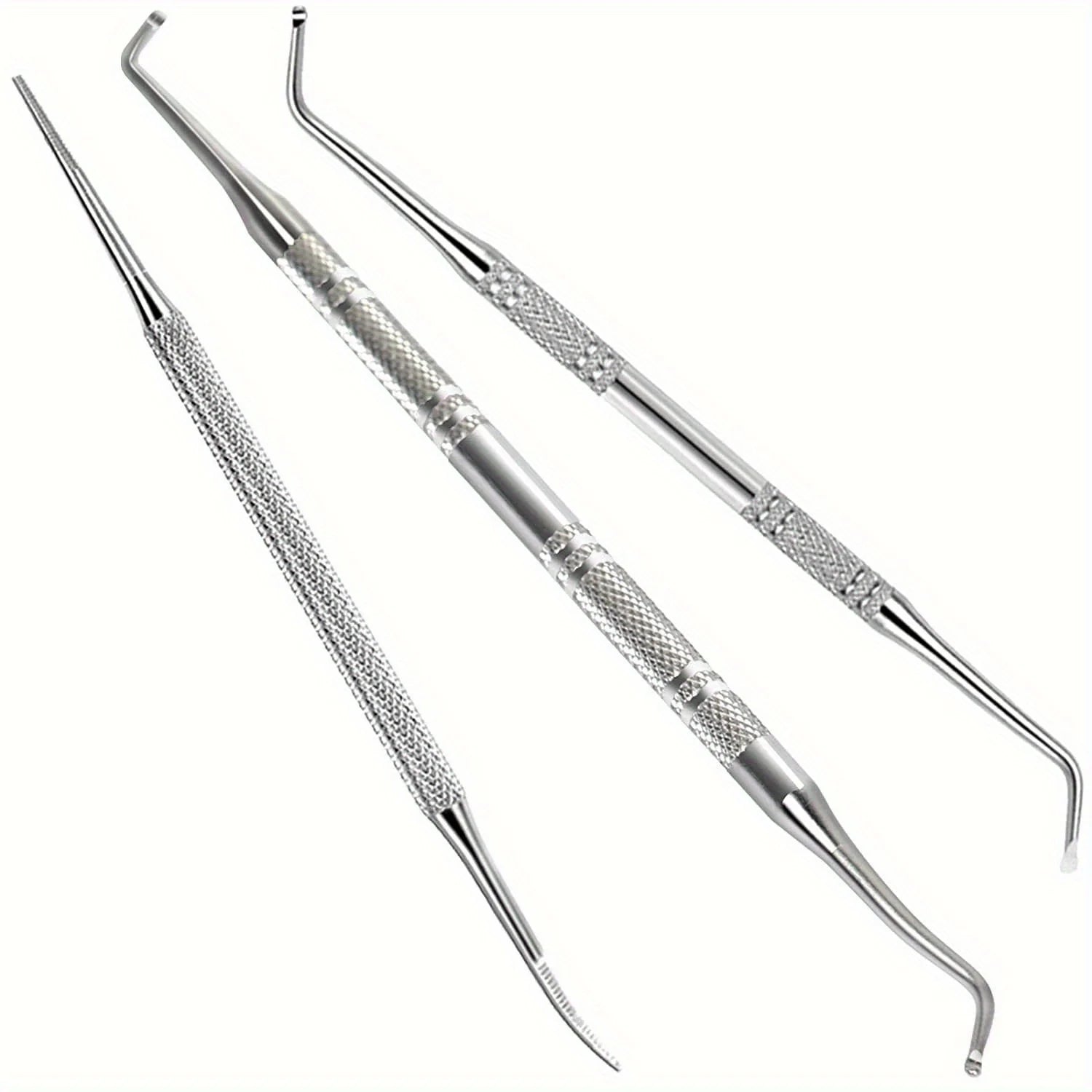 3Pcs Stainless Steel Ingrown Toenail Lifter Tools Double End Cuticle Pusher Nail Cleaner For Paronychia Foot Nail Care Qme 1set 3pcs