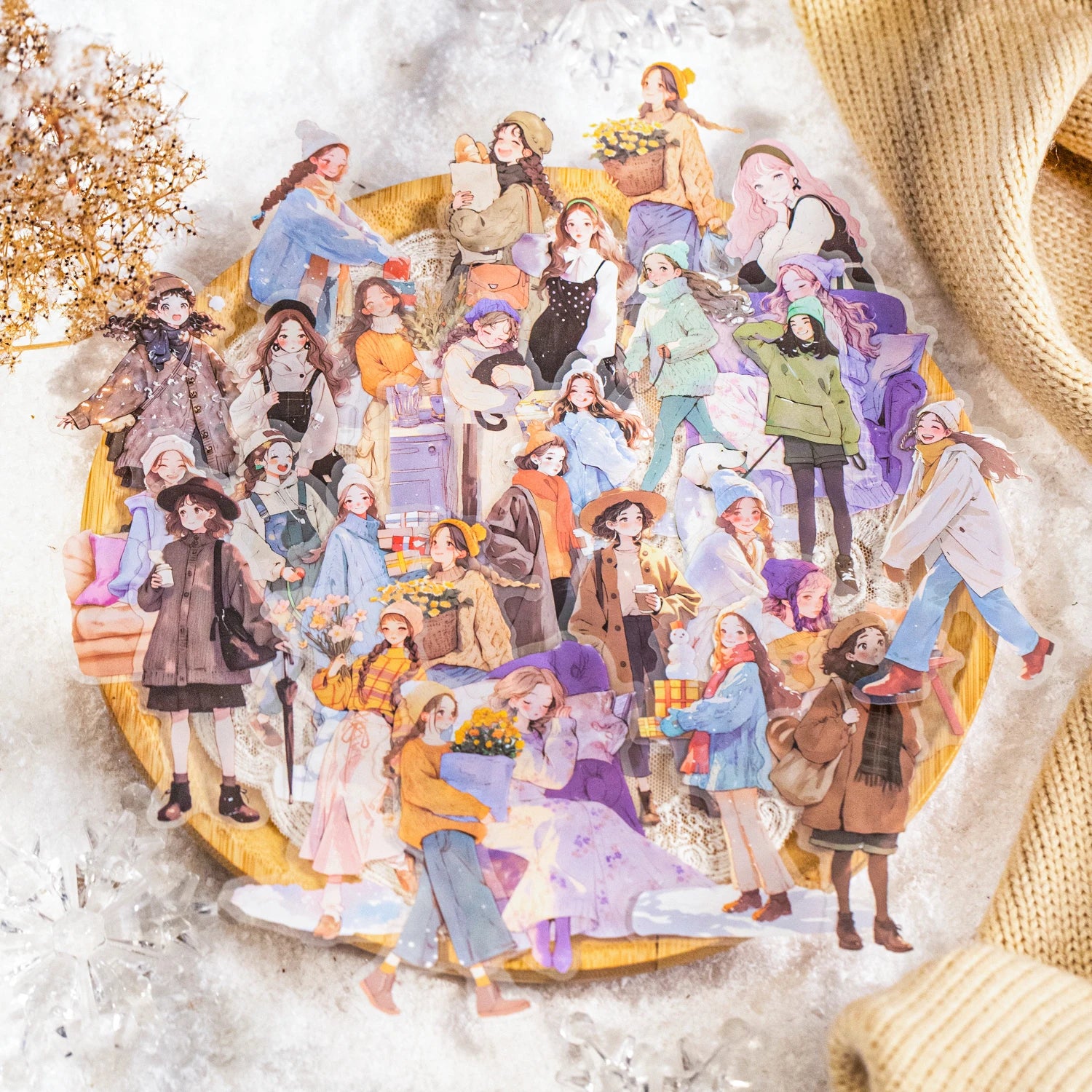 20 Sheets Winter Fashion Theme PET Stickers for DIY Scrapbook Collage Guitar Phone Case Notebook Decoration Supplies Qme
