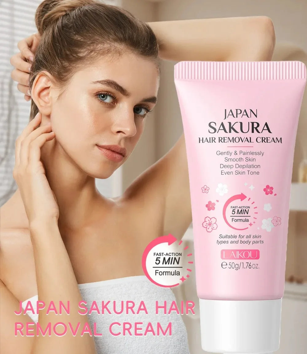 LAIKOU Sakura Hair Removal Cream Fast Painless Growth Inhibitor Arm Qme