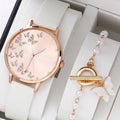 2pcs/set Butterfly Ladies Quartz Watches Fancy Women Watches Jewelry Sophisticated And Stylish Women Watch Qme White