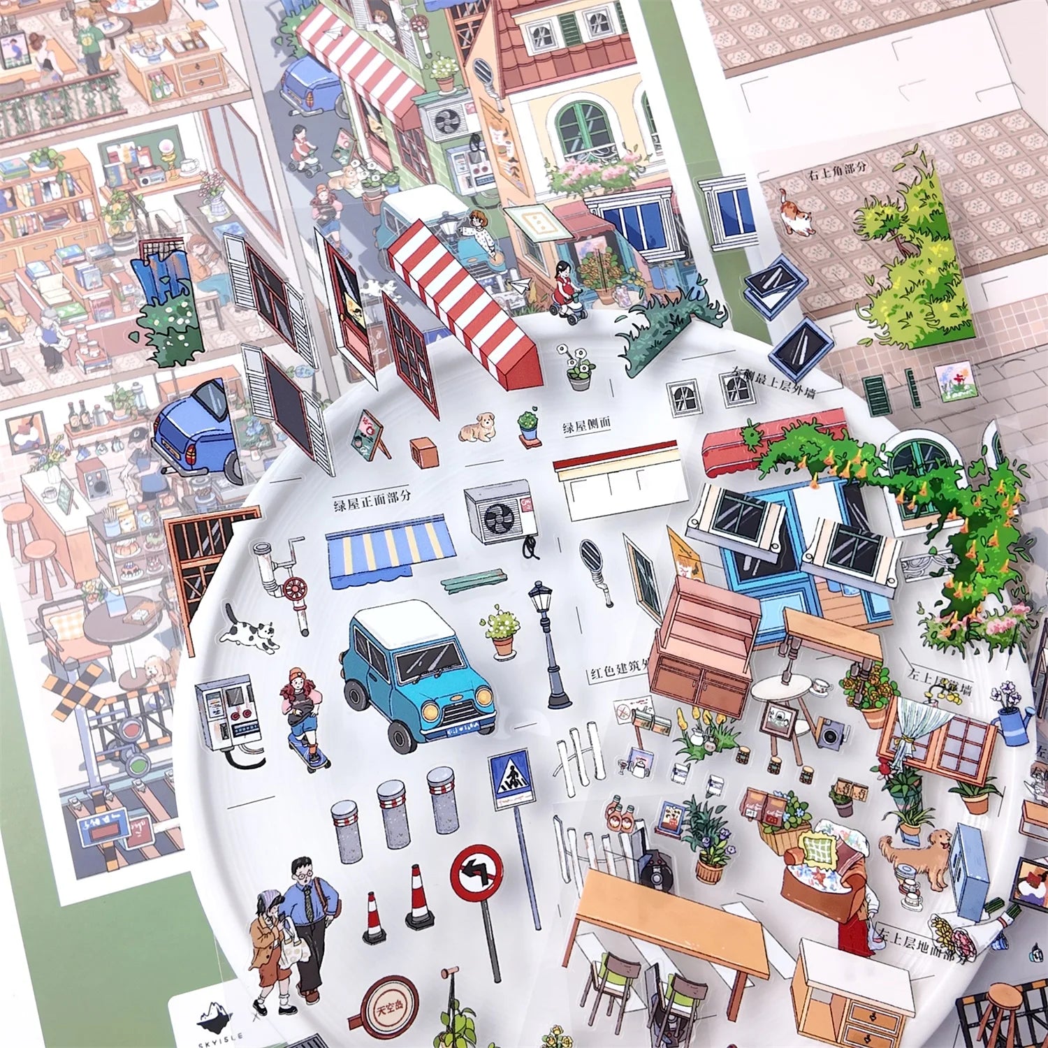Cartoon Scenery Gothic Castle Stickers 3D Miniature World House Decompression DIY Scene Children Stationery Stickers Qme