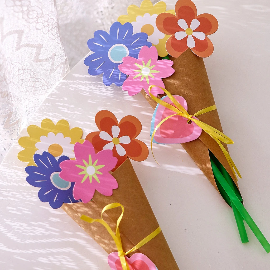 6-Piece DIY Greeting Card Bouquet Set, Featuring Various Bouquet Designs, Suitable for Mother's Day, Weddings, Birthday Celebrations, Thank You Cards, and Sunflower Greeting Card Gifts. Qme