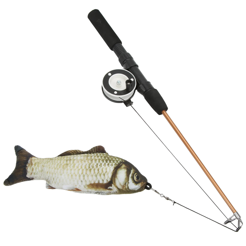 Telescopic Cat Fishing Rod Toy Funny Interactive Cat Wand Stick Flexible Teaser Feather Toy Pull Rod for Indoor Cats Play Qme