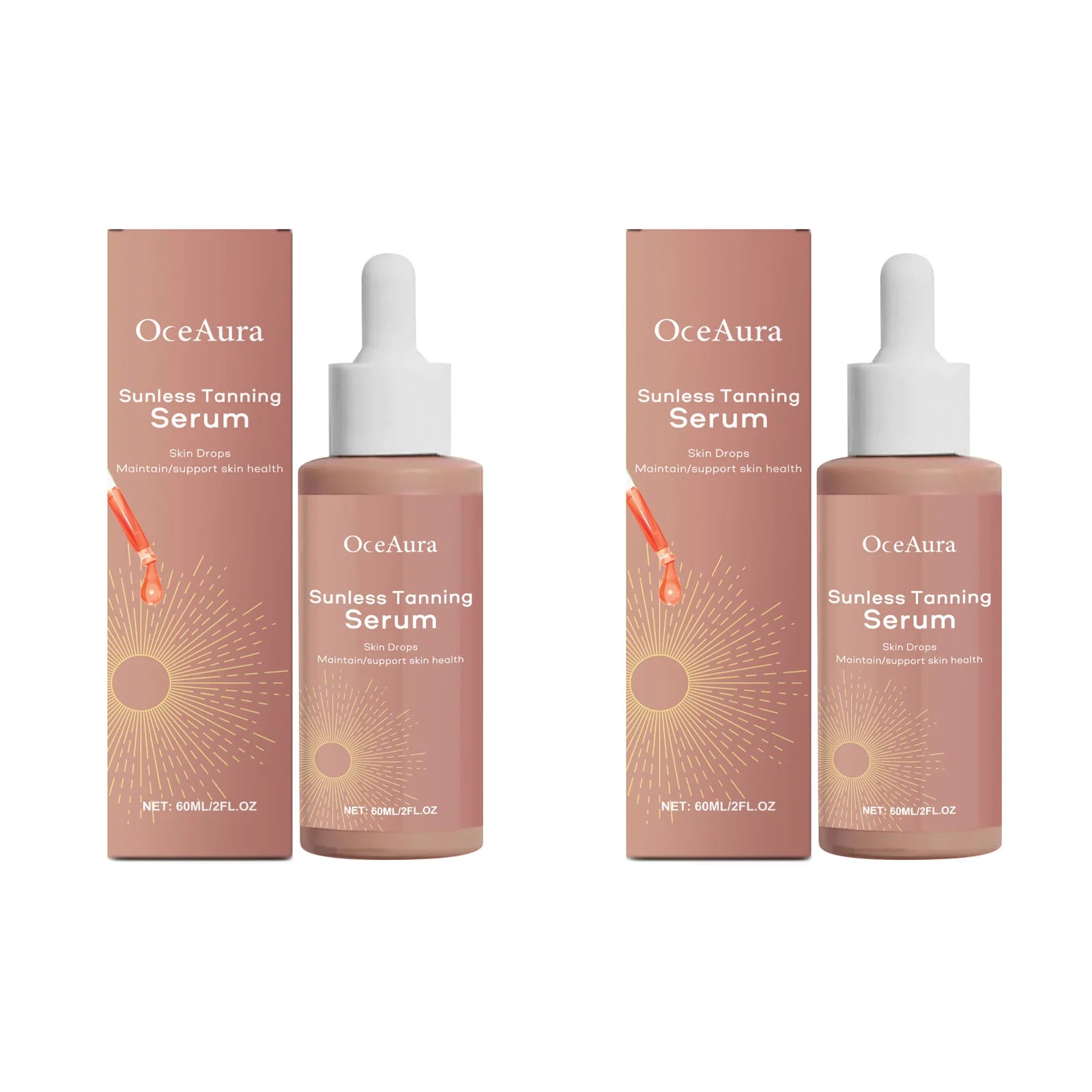 Herbal Sunless Tanning Essence Promote Melanin Production Natural Bronzer Moisturizer Against Sunburn Self Tanner Drops Liquid Qme 2 x 60ml Boxed