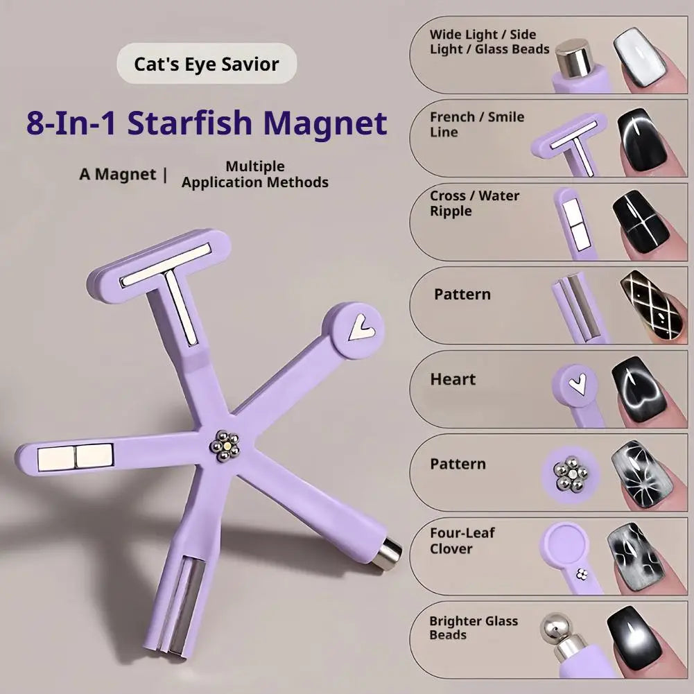8-in-1 Cat Eye Nail Magnet Multi-functional Starfish French Flower Qme