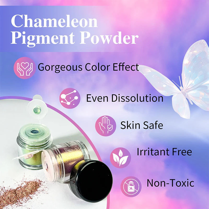 Chameleon Mirror Chrome Nail Powder Glitter Magic Shift Mica Pigment Qme
