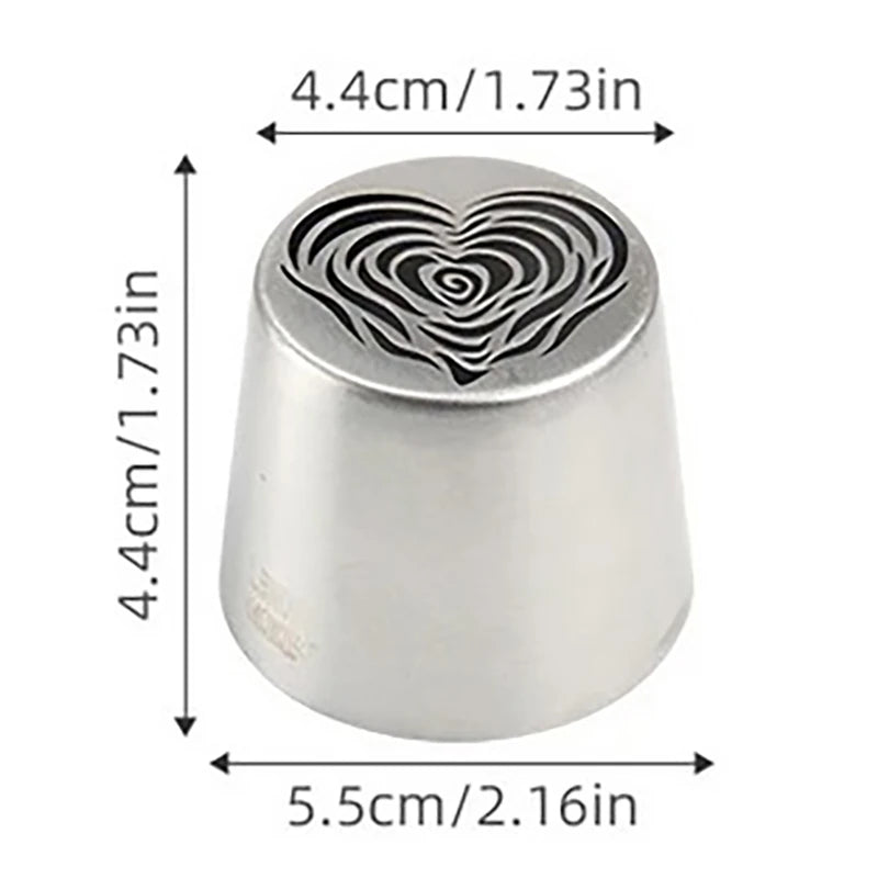 Stainless Steel XL Heart Rose Flower Pattern Russian Icing Tip Qme onesize