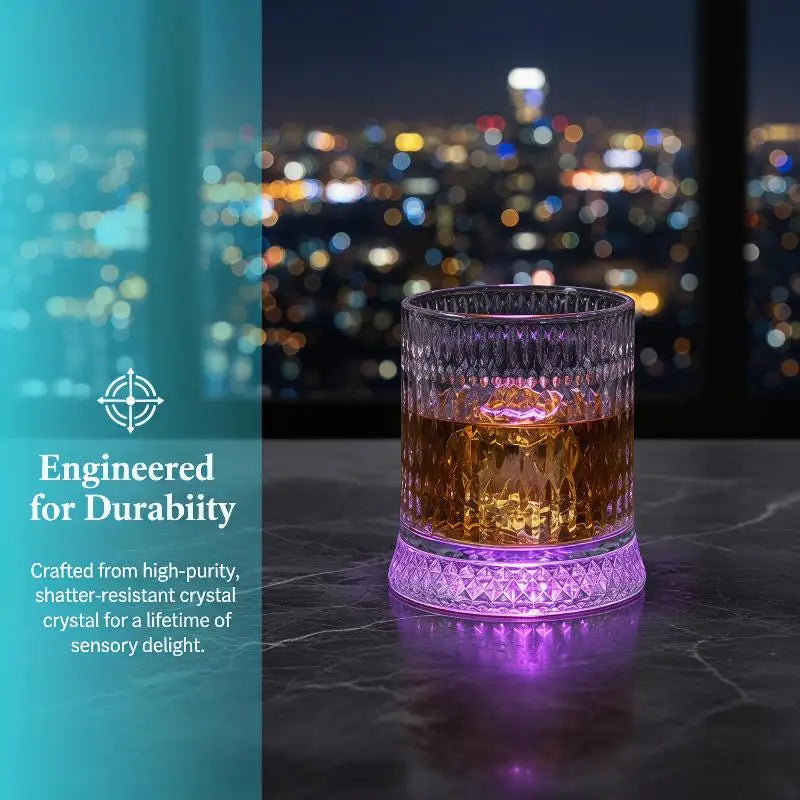 Vintage Glass 360 Rotating Cup Base Creative Glowing Rotation Light Qme