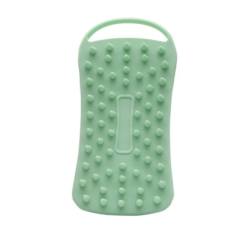 Double Sided Silicone Shower Brush 2 In 1 Exfoliating Body Brush Multi-Function Skin Cleaning Silicone Bath Brush Massage Brush Qme green 1 pcs China Mainland