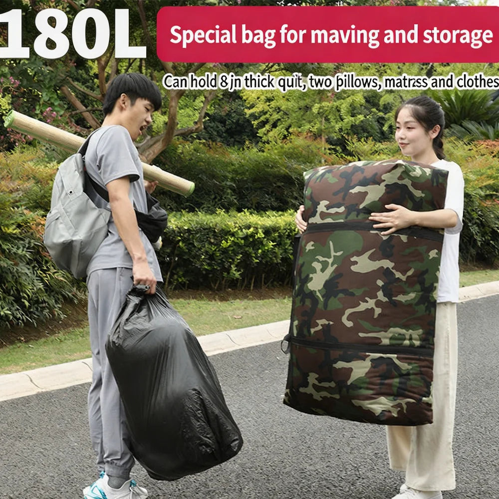 Heavy Duty Camo Oxford Woven Moving Bag Thickened Quilt Storage Sack with Handles Portable Packing Luggage Tote Qme