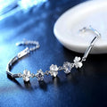 Fine 925 Sterling Silver Zircon Lucky Clover Bracelets crystals chain For Women cute noble Wedding party Jewelry Qme 20cm 8inches