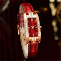 Rel Gios Das Mulheres Moda Square Ladies Quartz Watch Bracelet Dial Qme Red