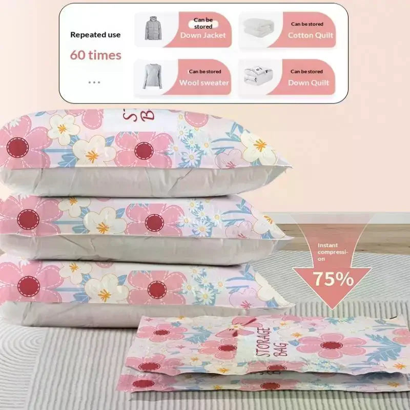 Vacuum Storage Bag Space Saver Bags Compression For Comforters And Blankets, Sealer Clothes Travel Packing Organizer Qme