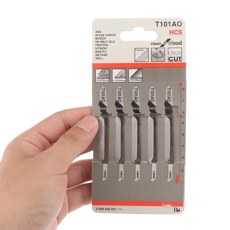 5PCS T101AO T-Shank HCS Jigsaw Blades Curve Cutting Saw Blades For Wood Plastic. Qme