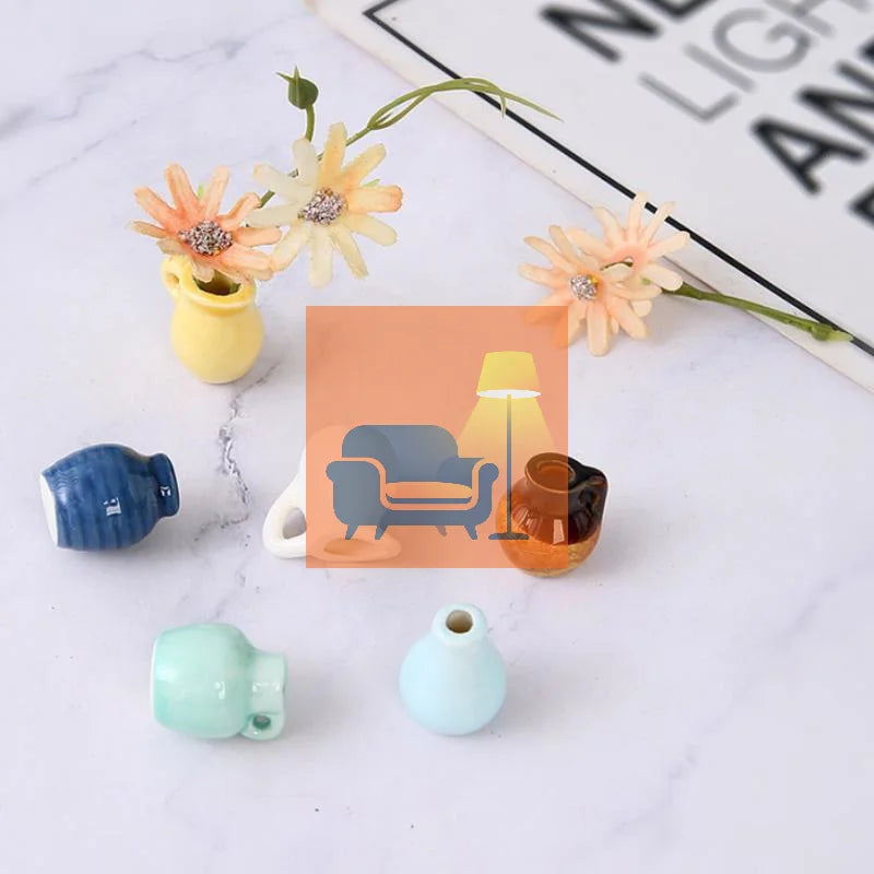 1Pcs Creative DIY Magnetic Flower Arrangement Decorative Object For Home Kitchen Decoration Mini Ceramics Vase Fridge Magnet Qme