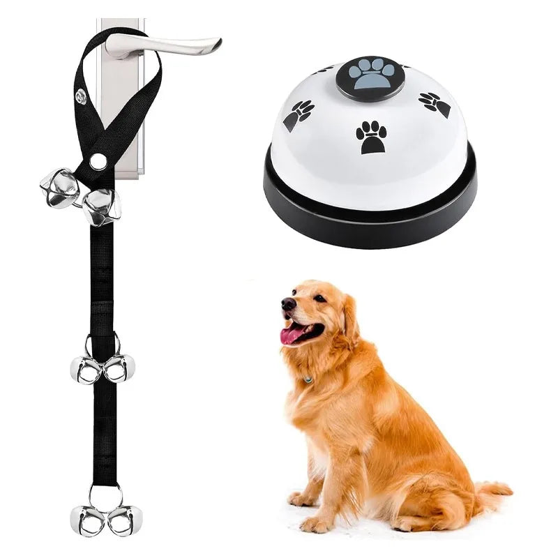 2-piece dog doorbell set, pet outdoor training and communication bell, pet interactive toy, adjustable with doorbell Qme black
