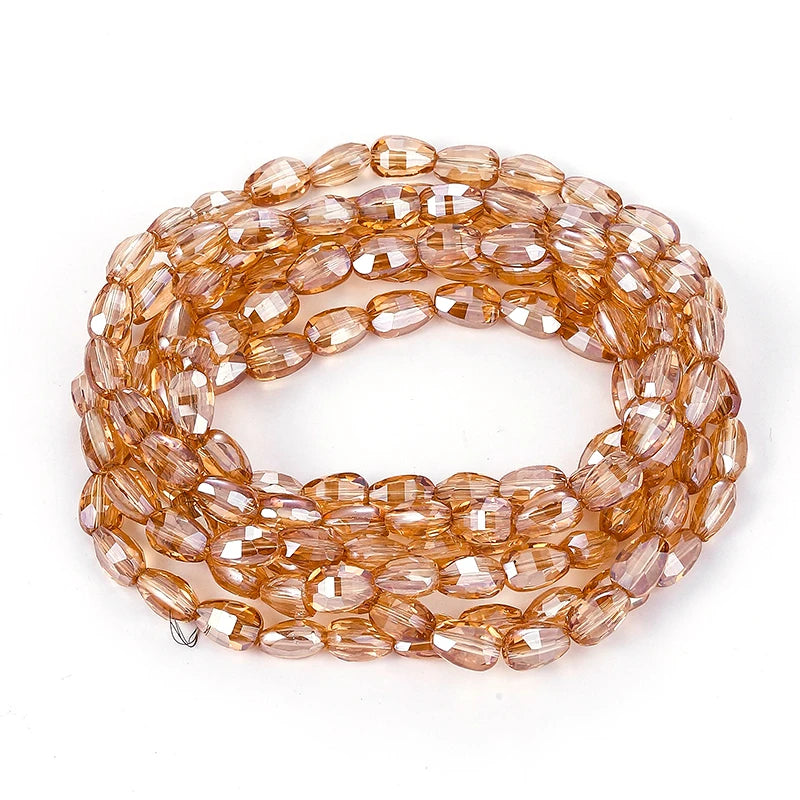 10 Colors 6x8mm Faceted Glass Beads Loose Craft Spacer Beads for DIY Jewelry Bracelet Necklace Earring Keychain Making Crafts Qme Color 5 6x8mm-70pcs