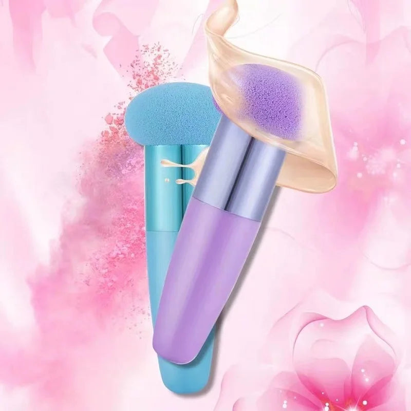 Mushroom Head Makeup Brushes Powder Puff Cosmetic Sponge Handle Women Qme