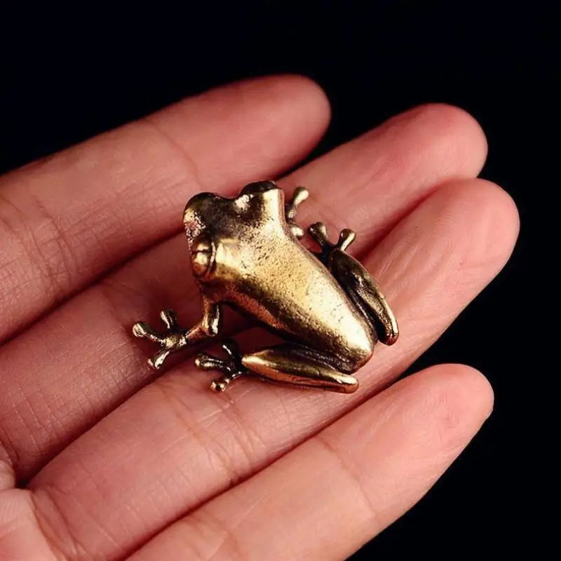 Retro Brass Mini Frog Miniatures Figurines Vintage Animal Figurine Qme