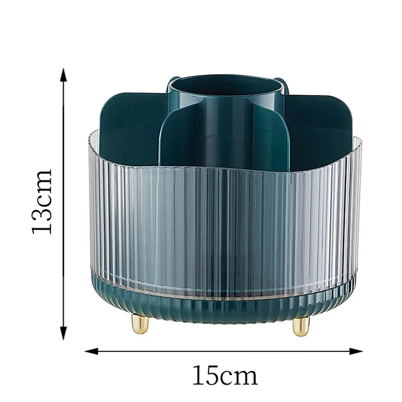 Cosmetics Storage Bucket Grid Lid Transparent Simple Light Makeup Qme Without cover Green