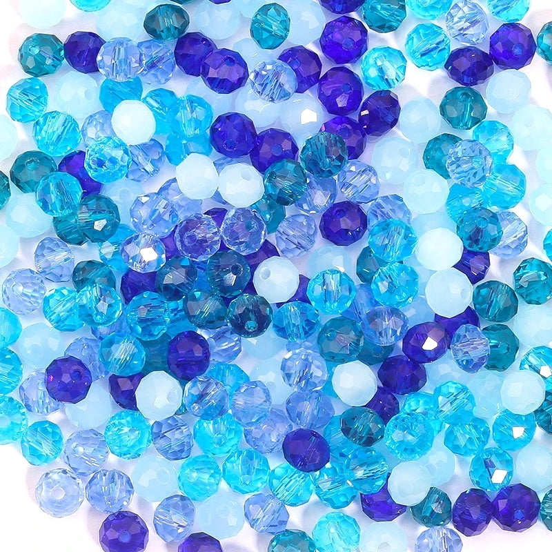 3*4mm 4*6mm Rondelle Faceted Glass Beads Loose Spacer Crystal Round Beads for Jewelry Making DIY Necklace Bracelet Accessories Qme 4 6mm