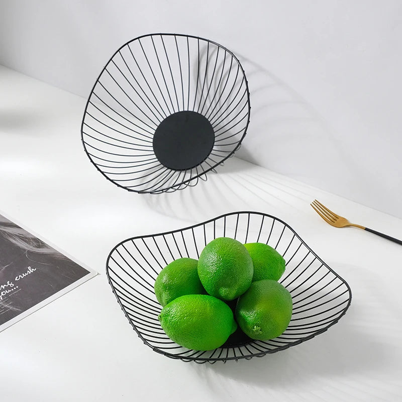 Iron Fruit Basket Container Bowl Home Creative Drain Display Table Qme
