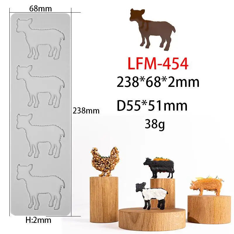 Animal Theme Silicone Mold Pad Pig Cow Sheep Chicken Fondant Dessert Qme A3