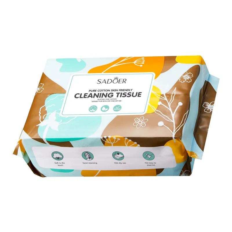 50-Ply Cotton Face Wipes Skin Care Daily Makeup Remover Facial Qme 50 tablets per pack