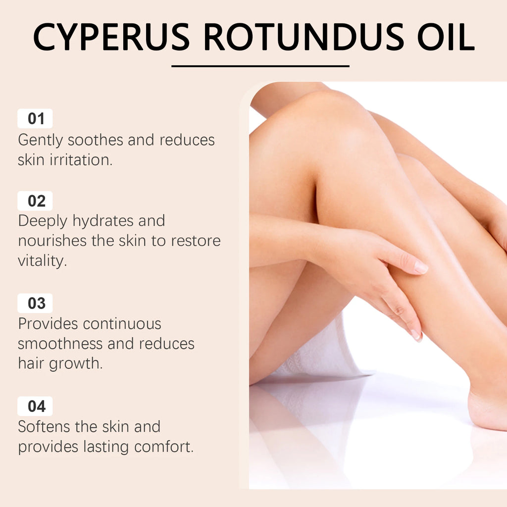 Pure Cyperus Rotundus Oil for Hair Removal Essence Reduce Armpit Arms Body Hair Inhibitor Shrink Pores Smooth Skin Care Serum Qme