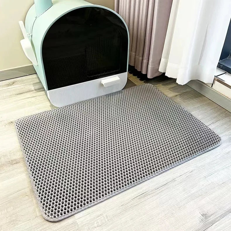 Cat litter mat, garbage collection mat, anti carry out cat litter, anti key mat, honeycomb double-layer design, waterproof, anti Qme GRAY S-30x45cm