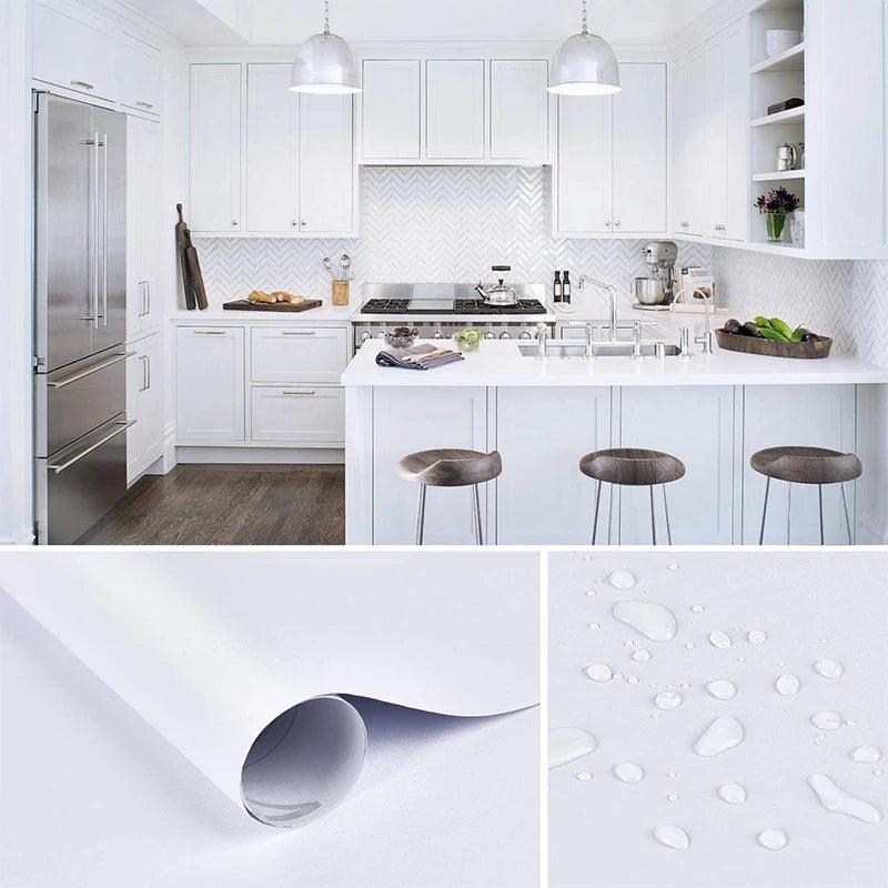 White Glossy Self Adhesive Wallpaper Vinyl Peel Stick Contact Paper