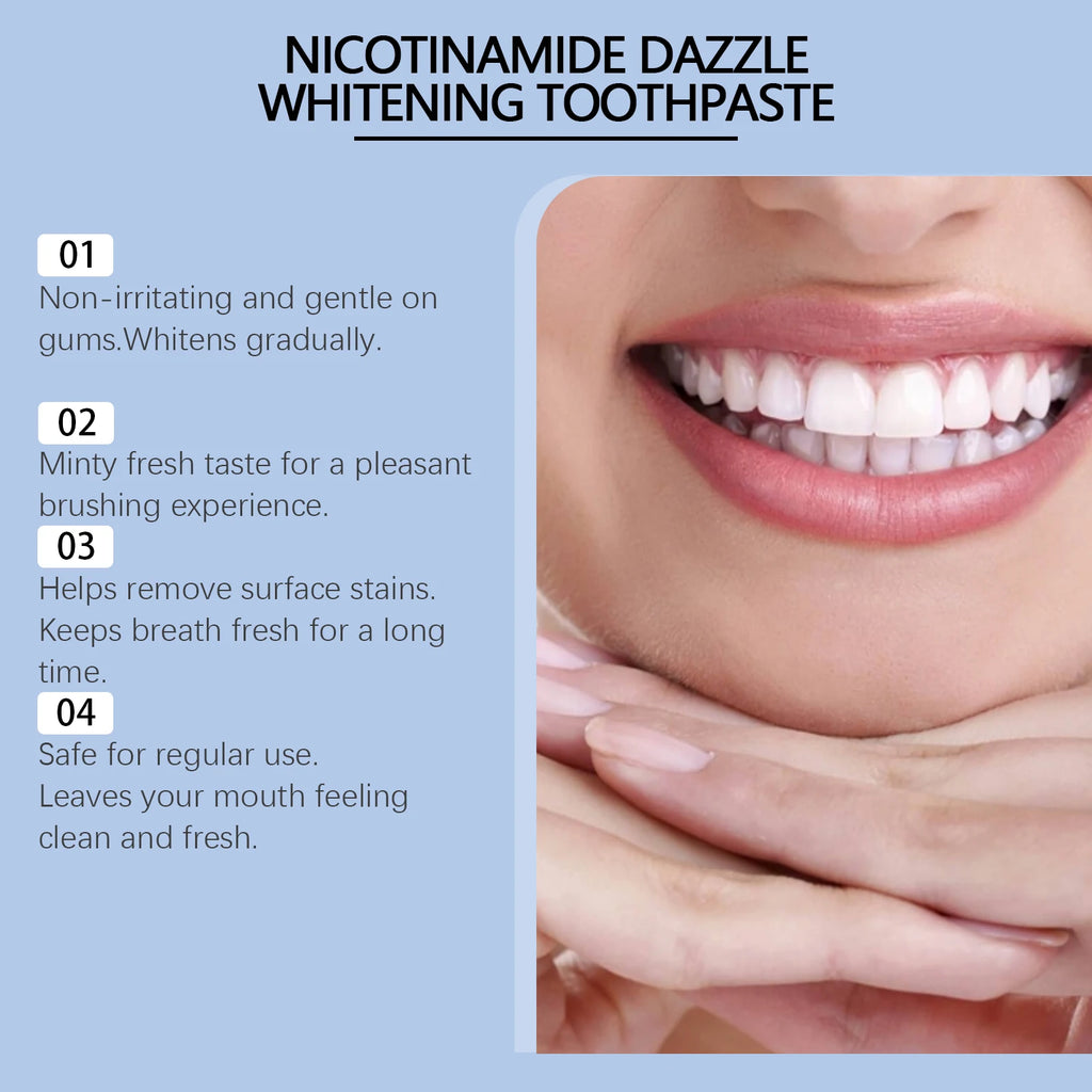 Oralhoe Nicotinamide Dazzle Whitening Toothpaste Surface Stain Remover Gum Protection Gentle Cleansing Brightening Toothpaste Qme